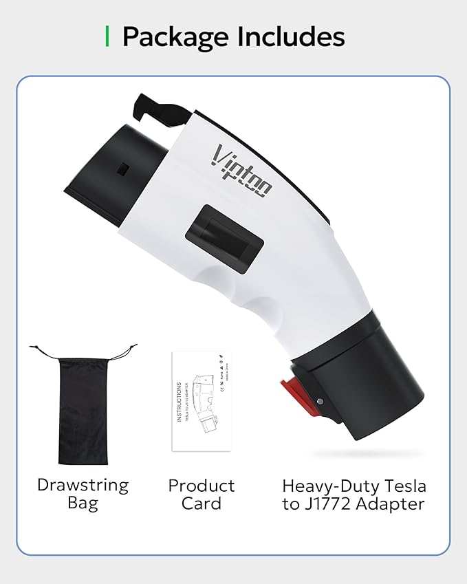 VIPTOO Adapter for Tesla to J1772 Adapter, Compact with Light Indicator, Compatible with Tesla Wall/Mobile/Destination Chargers, Converts Tesla to J1772 for Non-Tesla EVs (for J1772 EVs Only)