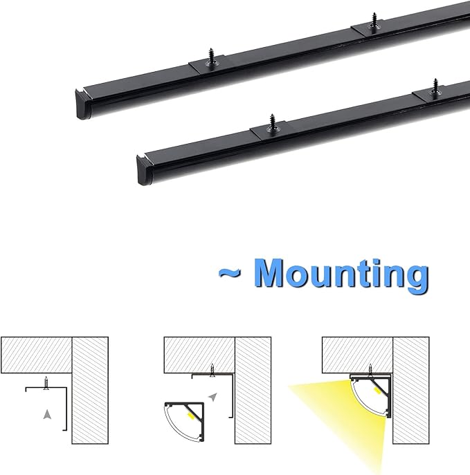 VST 10pack 3.3 ft LED Channel, V Shape Led Diffuser Channel, LED Aluminum Channel System with Black Cover, End Caps and Mounting Clips, Aluminum Profile for LED Strip Light Very Easy Installation