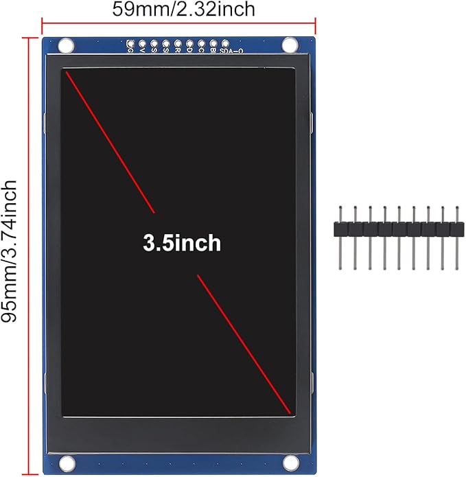 XIITIA 2pcs 3.5" SPI TFT LCD Display Module 320x480 RGB LCD Screen 3.3V ST7796 Drive SPI Interface 8pin Full Color for Arduino DIY