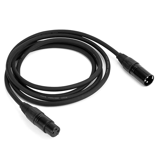 MFL. 6.6 ft Flexible DMX Cable 3 Pin Signal XLR Male to Female Cable Wire for Stage Lighting DJ Lights, 110 Ohms Impedance, Black, 4 Pack