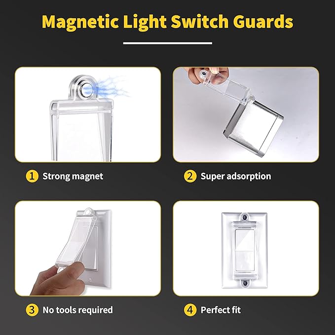 Magnetic Light Switch Guard Cover, Light Switch Guard, Light Switch Blocker, Light Switch Lock, Switch Cover Guard, Child Proof Light Switch Cover Guard (White,2 Piece)