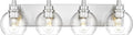 METWET Bathroom Light Fixtures, 4 Light Brushed Nickel Vanity Light, 26 Inch Modern Wall Sconces with Globe Clear Glass Shade, Vanity Lighting Fixtures Over Mirror, VL195-BN-CL-4