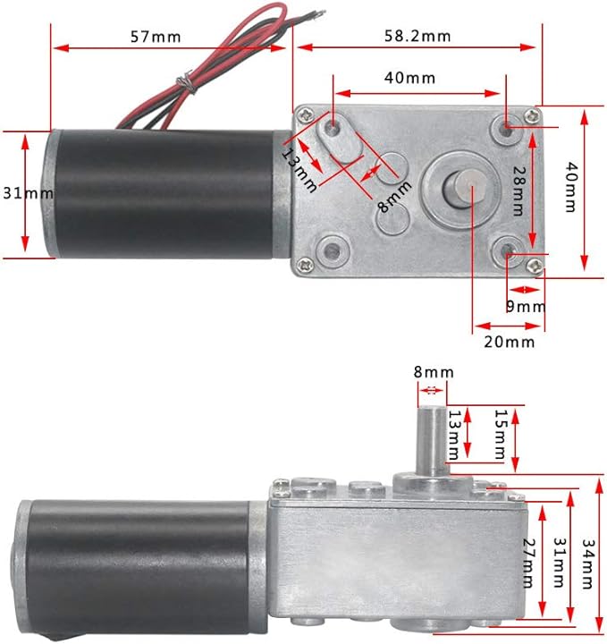 Reversible Gear Motor, DC 24V 8mm Shaft Gear Motor High Torsion Metal Reversible Electric Turbo Speed Reduction Motor for Curtain Machine Advertising Equipment Window Opener(30RPM)