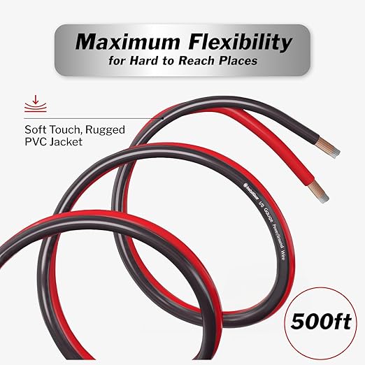 InstallGear 14 Gauge Speaker Wire 500 ft - CCA Cable for Car Audio and Home Theater - Soft Touch PVC Jacket - Easy Polarity ID - Surround Sound and Stereo Use - Black and Red