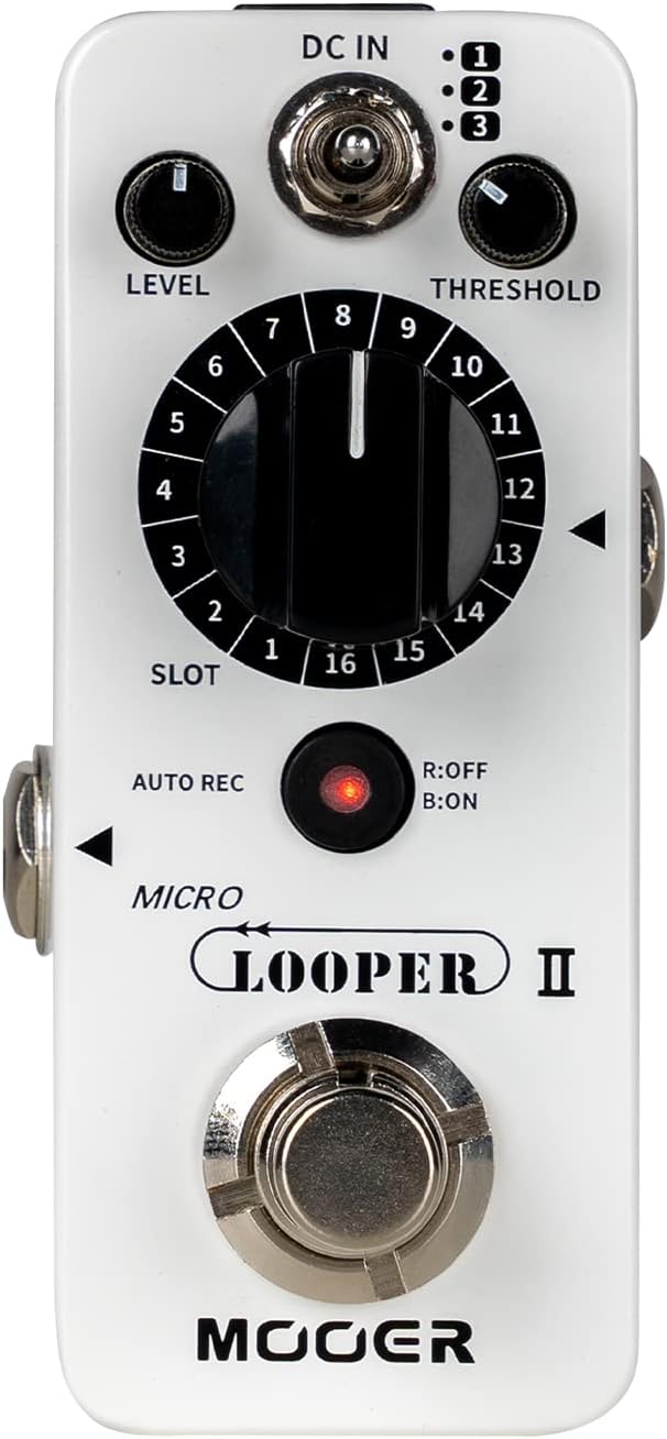 MOOER Micro Looper II Guitar Loop Pedal With 480 Minutes Recording, AUTO REC Function, 3 Saving Banks and 16 Slots Per Bank