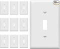 ENERLITES Light Switch Cover Plate, Toggle Wall Plate Cover, Size 1-Gang 4.50" x 2.76", Unbreakable Polycarbonate Thermoplastic, 8811-W-10PCS, White (10 Pack)