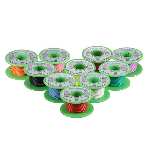 BNTECHGO 24 Gauge Silicone Wire Kit 10 Color Each 50 ft Flexible 24 AWG Stranded Tinned Copper Wire