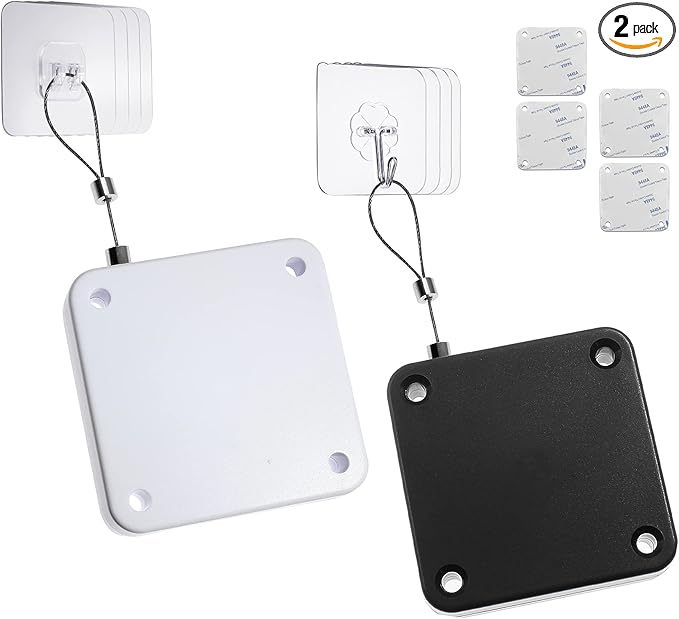 Rierdge Set of 2 Punch-Free Automatic Sensor Door Closer, Multifunctional Drawstring Auto Door Closer for Residential Commercial Bedroom Room Storm (Black & White)