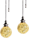 2PCS Yellow Pull Chain Crystal Glass Ice Cracked Ball Pull Chain for Ceiling Fan Light Decoration 50cm Extension Chain