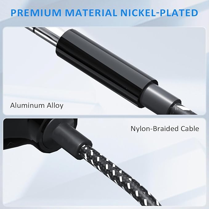 LP Headphone Splitter, Nylon-Braided 3.5mm Audio Stereo Splitter, Male to 3 Female Ports for MacBook, Mac, iPad, iPhone(≤6), iPod, Tablet, Laptop, PC, Earphone, Kindle, MP3 Player, Speaker & More