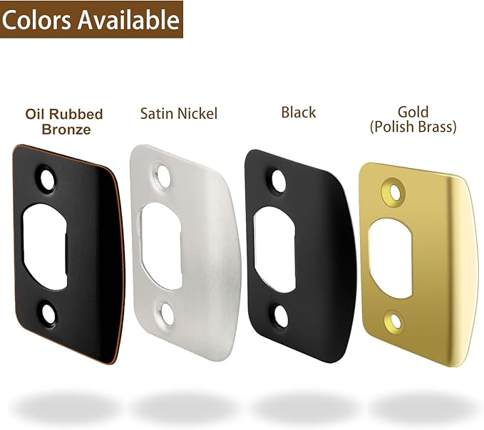 MOSECYOU Standard Door Lock Strike Plate with Spacer Shim, Oil Rubbed Bronze, Door Latch Restorer, Universal Security Striker, Repair Kits to Fix Door Won’t Latch Close