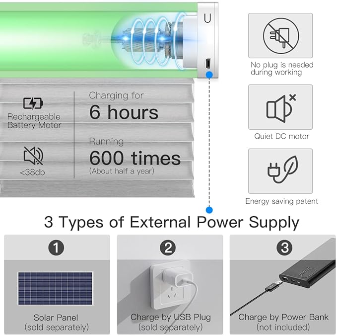 Tokblind Motorized Sheer Shade with Remote Control, Light Filtering Electric Roller Blinds Compatible with Alexa via Hub, Rechargeable Smart Window Shade Custom Size (Light Filtering Silver)