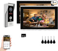 Video Doorbell Intercom System,10 Inches Touch Screen (Silver) Video Doorbell Door Phone System,Support Remote Unlock, Dual-Way Intercom,Night Vision for Villa House Apartment (1-Camera + 2-Monitor)