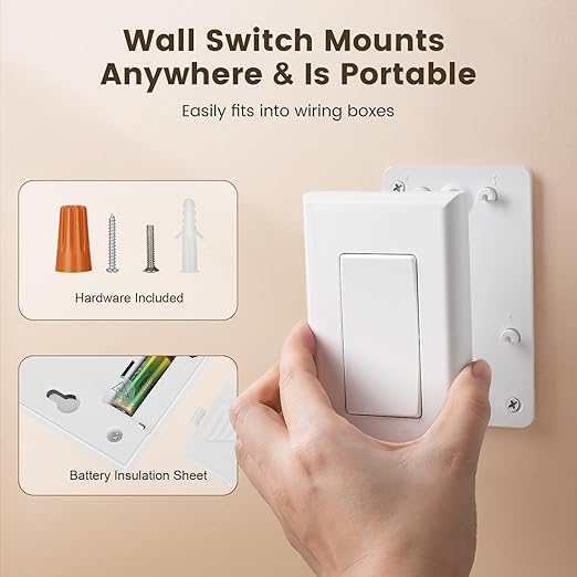 SURAIELEC 3 Way Wireless Light Switch and Receiver Kit, RF 100Ft, No WiFi, No Interference, Expandable 15AMP Remote Control Wall Switches for Ceiling Lighting, Lamp, Fan (Neutral Wire Required)