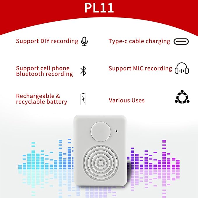 Voice Recorder Box, Support Bluetooth & MIC Recording Audio Box,16MB Sound Module with Speaker,16 Min Easy Sound Voice Box for Personalized Greetings, DIY Projects, Holiday Crafts ect.