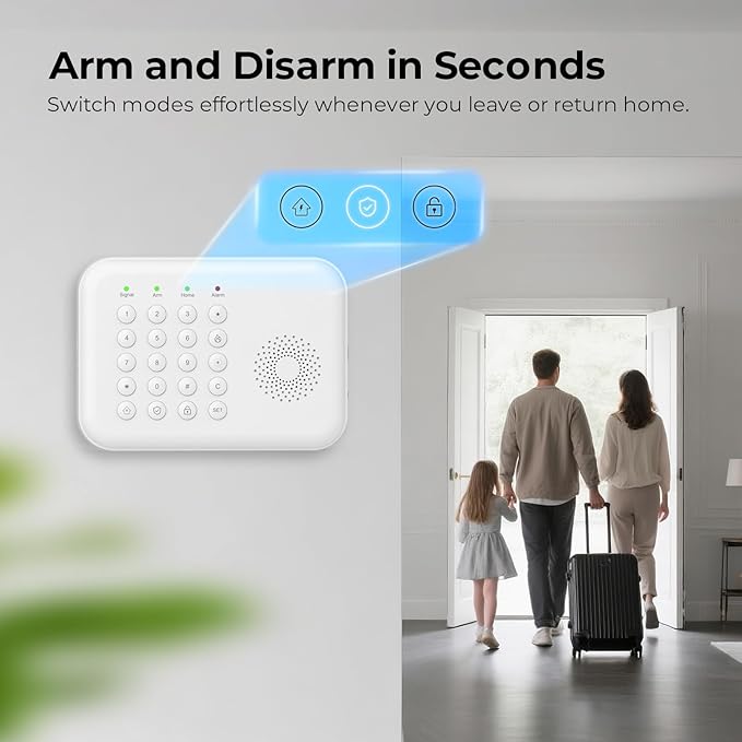 Hapippofa Alarm System for Home Security,WiFi/4G Home Alarm System with DIY,Remote Control App Alert Door Window Sensor Motion Detection No Monthly Fee Compatible with Alexa & Google