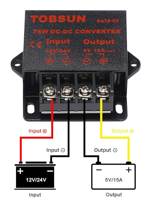 DC 12V/24V to 5V 15A Step Down Converter - Voltage Regulator Buck Converter Power Supply Transformer