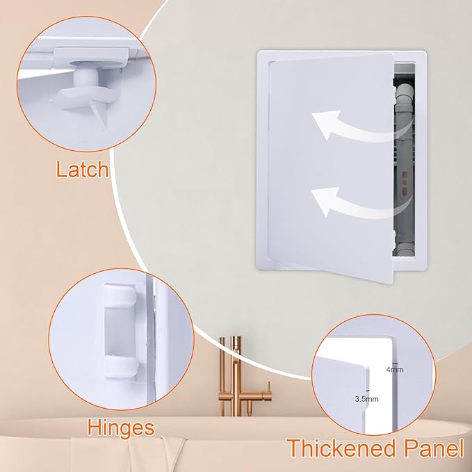 Suteck Plumbing Access Panel for Drywall Ceiling 12 x 16 Inch Reinforced Plastic Wall Access Doors Removable Hinged White
