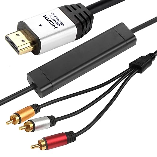 YOTETION 6FT HDMI to RCA Cable with IC, HDMI Male to 3-RCA SV AV Cable, 1080P for TV HDTV DVD