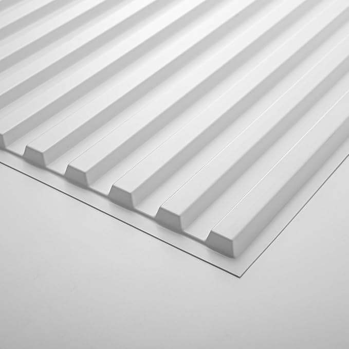Art3d 12-Pack Slat Design 3D Wall Panels for Interior Wall Decor, 2x4 FT PVC Decorative Drop Ceiling Tiles - White
