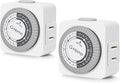 G-Homa Timers for Electrical Outlets,24 Hour Indoor Plug-in Mechanical Timer,30 Minute Intervals, Daily On/Off Cycle,1 Polarized Outlet, for Grow Light,Christmas Lights, Lamps (ETL Listed) 2 PACK