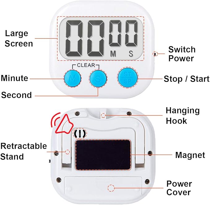 Classroom Timers for Teachers Kids Large Magnetic Digital Timer Teacher Supplies 24 Pack-Blue White