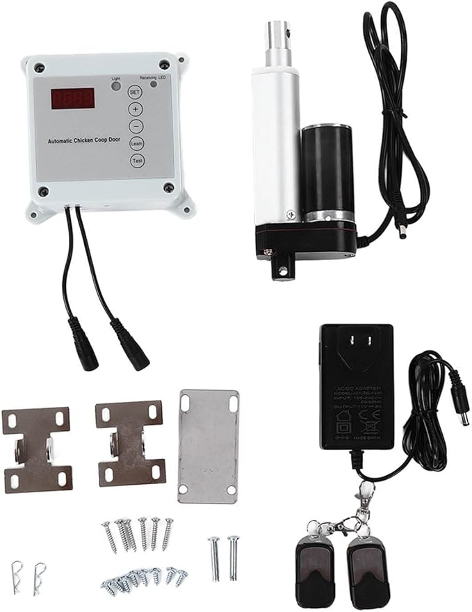 Cunyuer Automatic Chicken Coop Door Opener, Timing Photosensitive Remote Door Closer, Auto Chicken Cage Gate Opener Closer Remote Control Kit