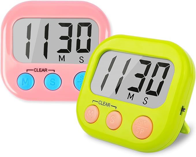 Classroom Timers for Teachers Kids Large Magnetic Digital Timer Teacher Supplies 2 Pack-Green Pink