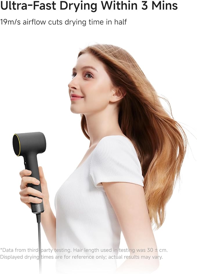 Laifen MINI Hair Dryer, Lightweight and Compact High Speed 200M Ionic Blow Dryer with 110, 000 RPM Brushless Motor for Fast Drying, Low Noise, Hairdryer with Magnetic Nozzle, Child Mode