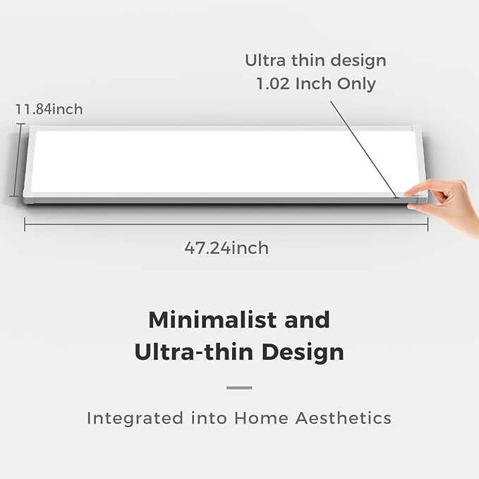 AIKVSXER 42 Pack 1x4 FT LED Flat Panel Light Surface Mount, with Wireless Switch & App Control, Night Mode, 50W 5500LM, 3000K/4000K/6500K, Ultra-Thin LED Light for Office Home,120-277V - White
