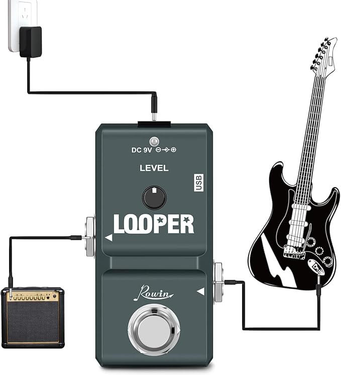 Rowin Tiny Looper Electric Guitar Effect Pedal 10 Minutes of Looping Unlimited Overdubs