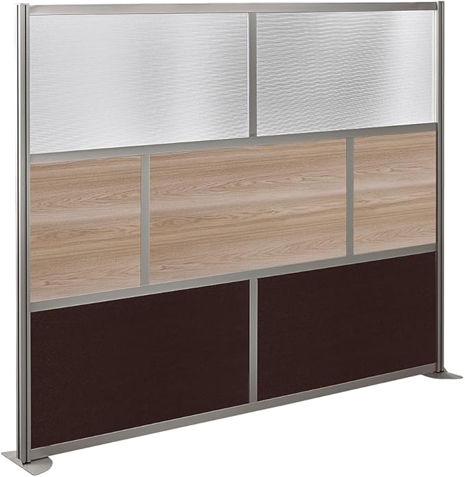 NBF Office Partition Room Divider - 76" H x 96" W Espresso & Warm Ash, Large Privacy Screen, Portable Partition Wall, Free Standing Office Divider