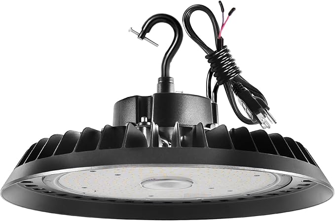 BFT UFO LED High Bay Light 200W 5000K Daylight High Bay LED Shop Lights 30000LM 1-10V Dimmable ETL Listed LED High Bay Light with 6ft US Plug Commercial Warehouse Lights