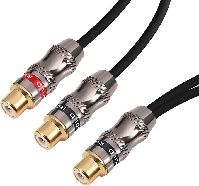 Devinal Y-Cable, RCA Female to 2 RCA Female Adapter, Video/Audio Splitter, 10" (25 cm)