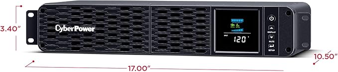 CyberPower CP1500PFCRM2U PFC Sinewave UPS Battery Backup and Surge Protector, 1500VA/1000W, 8 Outlets, AVR, Short Depth 2U Rackmount; UL Certified