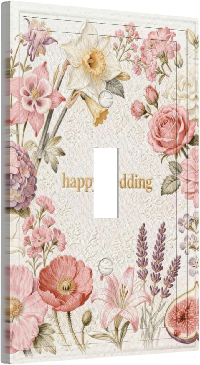 Bvtewkhz Floral Plant Watercolor Flowers 1 Gang Single Toggle Decorative Outlet Covers Light Switch Plate Electrical Receptacle Switchplate For Bathroom Kitchen Bedroom