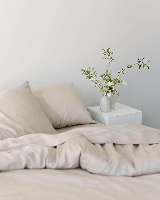 Cozy Earth Luxury Bed Sheet Set - 100% Viscose from Bamboo Fabric, Ultra-Soft & Breathable, Fits Regular & Deep Pocket Mattresses up to 20" - 4 Pieces King Sheet Set Oat