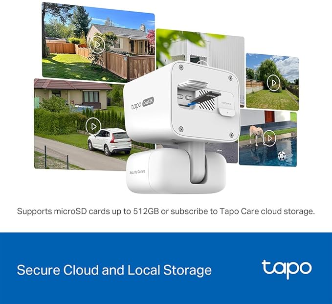 Tapo 2K Dual Lens Pan/Tilt Security Battery Camera Wireless w/Solar Panel, 165° Wide-Angle + 6mm Telephoto, Free Person/Vehicle Detection, 360° Pan, SD/Cloud Storage, Works w/Alexa & Google, C645D KIT