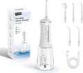 FRESKO Water Dental Flosser for Teeth, 300ML Flosser with Constant Pressure, Rechargeable Oral Irrigator Cleaner for Travel with 5 Jet Tips, IPX7 Waterproof
