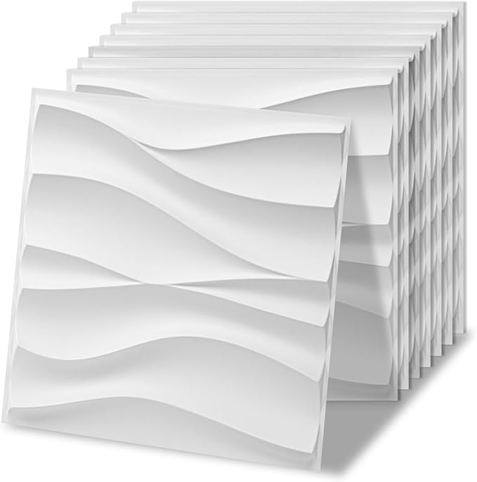 Art3d 100 Pack Decorative 3D Wall Panels, 97 Sq.Feet PVC Interior Wall Décor, 11.8"x11.8", White