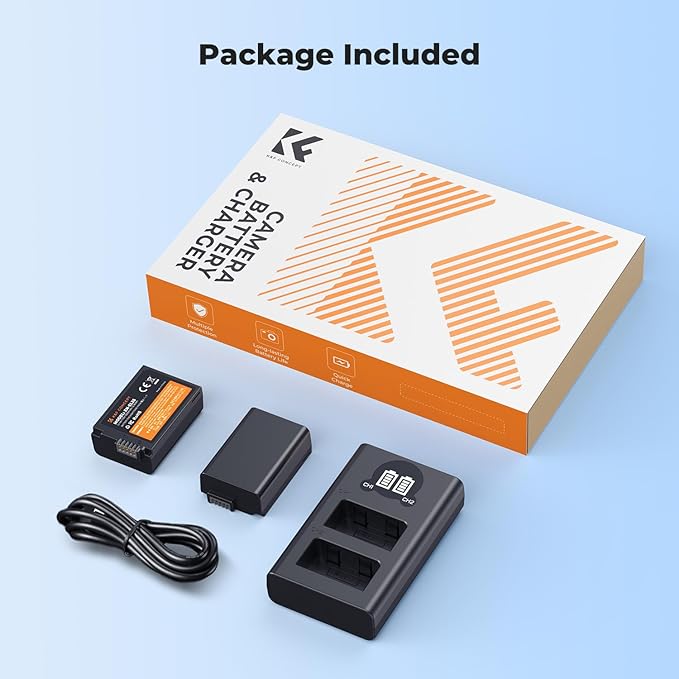 K&F CONCEPT 1600mAh EN-EL25 Battery 2-Pack EN-EL25A Battery and Dual LCD Battery Charger for Nikon Z50II, Z50, Z30, Z FC Camera MH-32 Battery Charger
