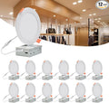 MKUJOO 12 Pack 4 Inch Ultra-Thin 5CCT LED Recessed Ceiling Light with Junction Box,panel light,9.5W,2700K/3000K/3500K/4000K/5000K Selectable Dimmable recessed lighting ETL&FCC&CE Energy Star Certified