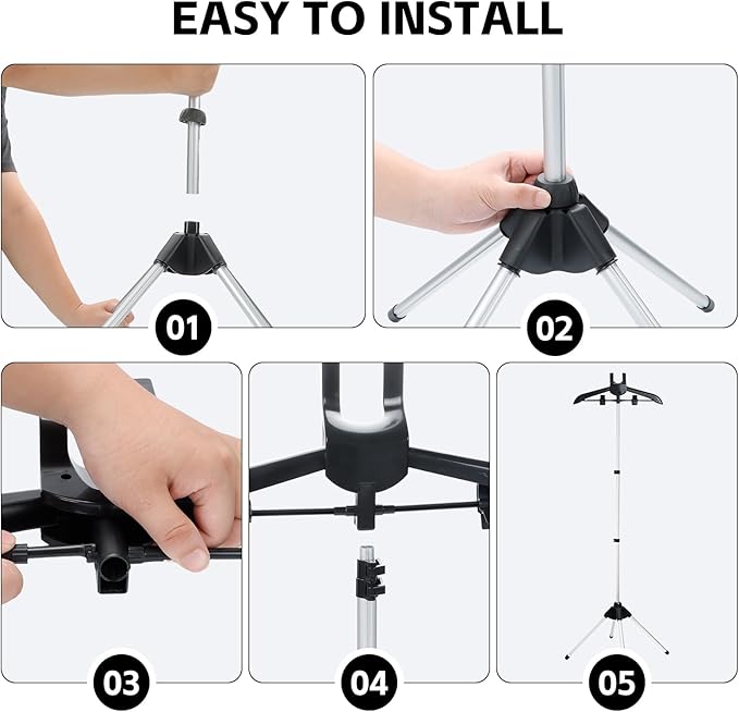 FujDun Garment Steamer Stand for Clothes - Steam Rack & Stand - Grey Ironing Gloves, Handheld Steamer Hanger - Adjustable Handheld Ironing Clothes Hanger - Universal Steam Iron Accessory Holder