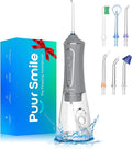 Professional Water Flosser - Advanced Dental Care for a Healthier Mouth, Gum, and Teeth - IPX7 Waterproof Oral Irrigator | 7 Replacement Tips, Travel-Friendly, Rechargeable - Oral Hygiene (Grey)