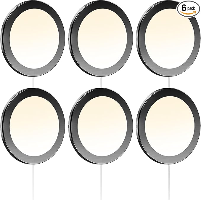 VST Under Cabinet Mini Panel Lighting 3.94inch 12V 2.5W(Total 15W) with Wireless Dimmer Switch, Surface Mount Puck Light for Kitchen Van Truck Car Galley Downlight 6Pack(Round 2700K-6500K)