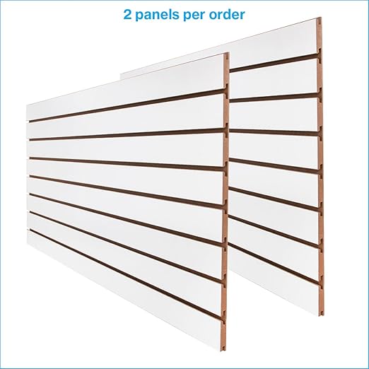 SSWBasics 4ft x 2ft Horizontal White Slatwall Panels Easy Organizer (24"H x 48"L) - Pack of 2 - Streamline Your Space with Effortless Retail Displays, Garage Wall Solutions, and Craft Storage