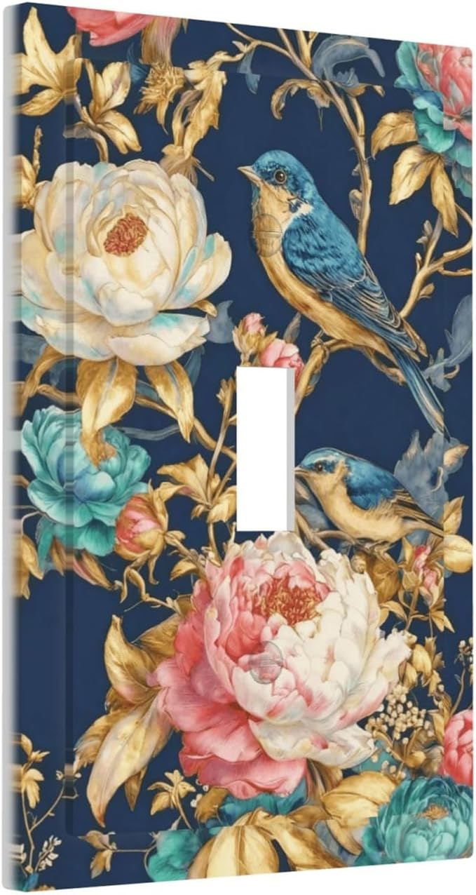 Bvtewkhz Floral Birds Morris 1 Gang Single Toggle Decorative Outlet Covers Light Switch Plate Electrical Receptacle Switchplate For Bathroom Kitchen Bedroom