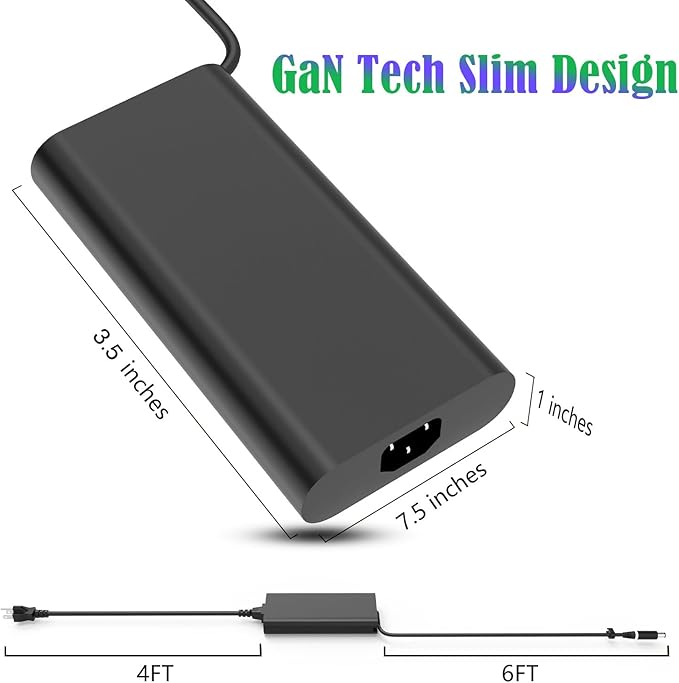 Slim 330W 16.92A 19.5V AC Laptop Charger for DELL Alienware M17 M18X X17 X51 Area-51m G15 G16 5530 7630 7620 DA330PM190 LA330PM190 DA330PM111 LA330PM160 Power Supply Adapter Cord