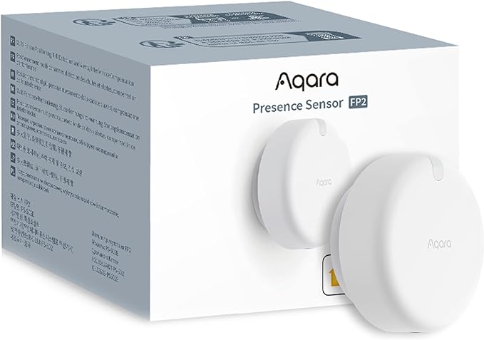 Aqara Presence Sensor FP2, mmWave Radar Wired Smart Motion Sensor, Zone Positioning, Multi-Person & Fall Detection, Supports HomeKit, Alexa, Google Home, and Home Assistant, 2.4 GHz Wi-Fi Required