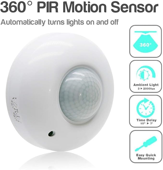Sensky 360 Degree Ceiling Mount Occupancy Sensor, 110-240V PIR Motion Sensor Switch, High Sensitive Movement Detector Light Switch, Neutral Required(Max Detection Distance: 6 m)